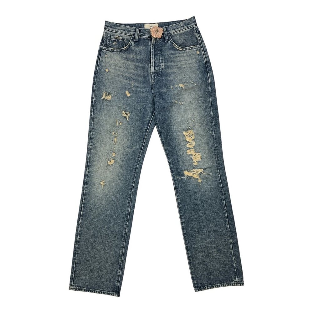 7 For All Mankind 7FAM Easy Straight With Flower Maribel Jean 25 Distressed